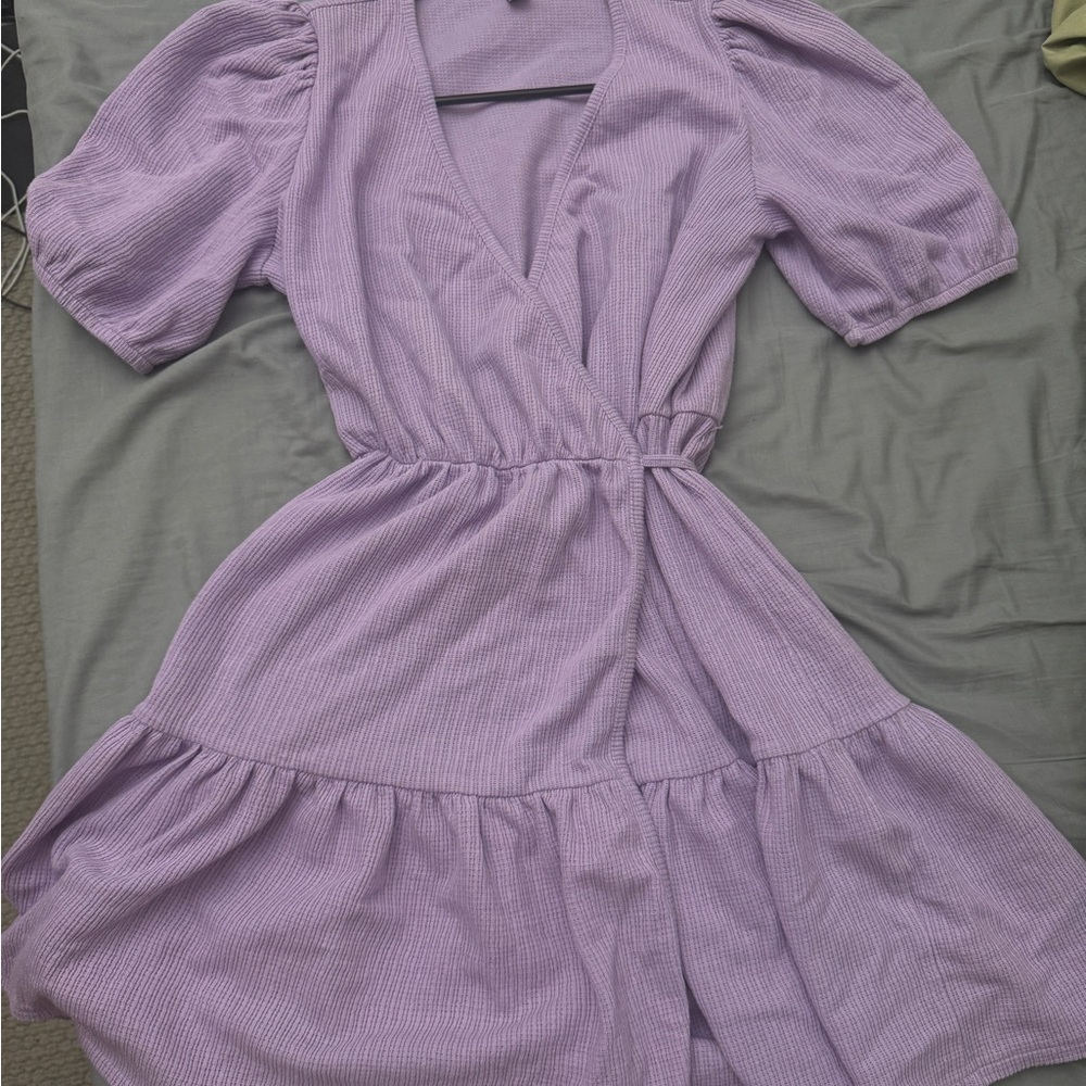 & Other Stories Purple Sundress with Puff Sleeves and Ruffled Skirt
